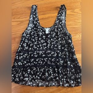 Forever 21 Black Floral Sleeveless Blouse